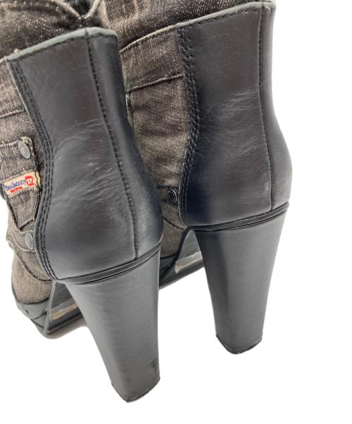DIESEL（ディーゼル）DIESEL (ディーゼル) デニムヒールブーティ/ヒールブーツ グレー サイズ:22.5cmの古着・服飾アイテム
