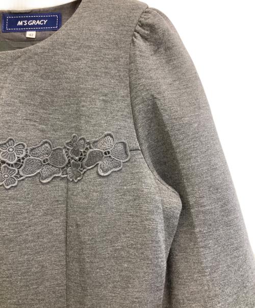 M'S GRACY（エムズグレイシー）M'S GRACY (エムズグレイシー) ボンディングレースワンピース グレー サイズ:42の古着・服飾アイテム