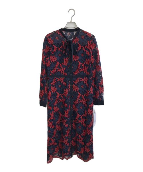 Diagram（ダイアグラム）Diagram (ダイアグラム) レースボウタイワンピース レッド×ネイビー サイズ:M 未使用品の古着・服飾アイテム