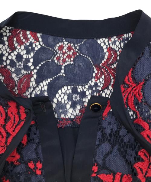 Diagram（ダイアグラム）Diagram (ダイアグラム) レースボウタイワンピース レッド×ネイビー サイズ:M 未使用品の古着・服飾アイテム