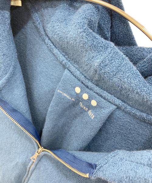 THREE DOTS（スリードッツ）THREE DOTS (スリードッツ) Smile cotton pile long slv hoody ブルー サイズ:Sの古着・服飾アイテム