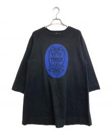 TABASA（タバサ）の古着「ロゴインターシャニットチュニック」｜ブラック