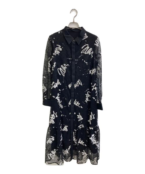 Diagram（ダイアグラム）Diagram (ダイアグラム) レースフロッキープリントドレス ブラック サイズ:38 未使用品の古着・服飾アイテム