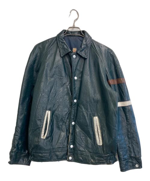 -（-）- (-) レザージャケット グリーン サイズ:42の古着・服飾アイテム