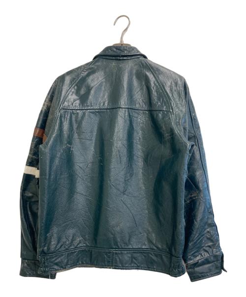 -（-）- (-) レザージャケット グリーン サイズ:42の古着・服飾アイテム