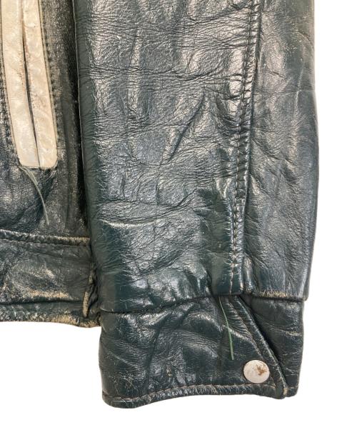 -（-）- (-) レザージャケット グリーン サイズ:42の古着・服飾アイテム