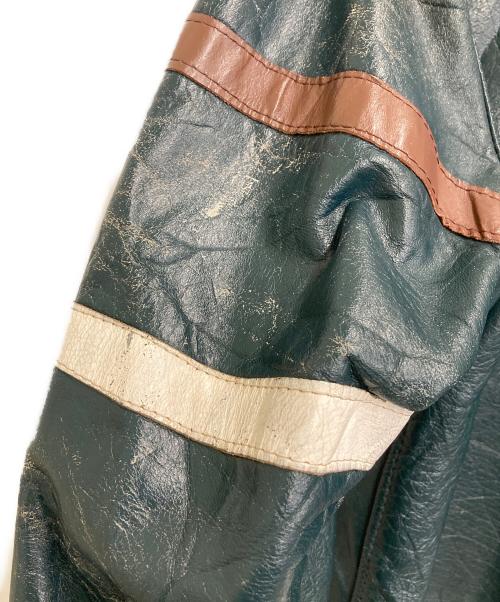 -（-）- (-) レザージャケット グリーン サイズ:42の古着・服飾アイテム