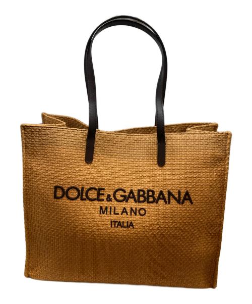 DOLCE & GABBANA（ドルチェ＆ガッバーナ）DOLCE & GABBANA (ドルチェ＆ガッバーナ) ショッピングバッグ ロゴ ラフィア ベージュ サイズ:-の古着・服飾アイテム