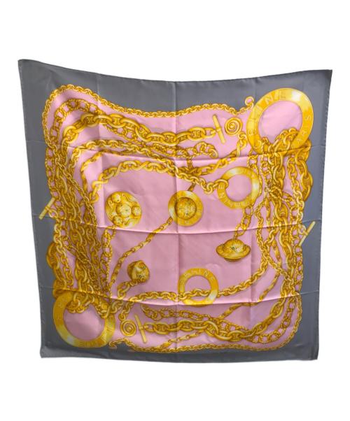 CELINE（セリーヌ）CELINE (セリーヌ) 大判スカーフ イエロー×ピンクの古着・服飾アイテム