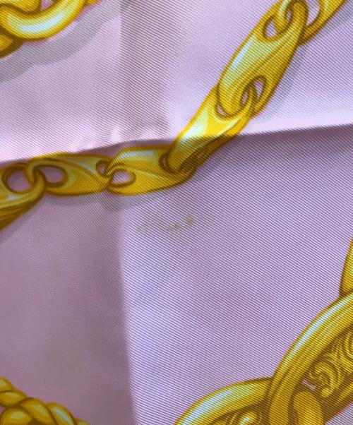 CELINE（セリーヌ）CELINE (セリーヌ) 大判スカーフ イエロー×ピンクの古着・服飾アイテム