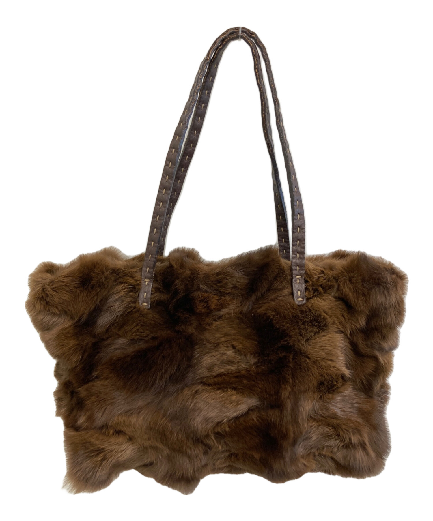 FENDI (フェンディ) ファーハンドバッグ ブラウン サイズ:- FENDI (フェンディ) ファーハンドバッグ ブラウン サイズ:-