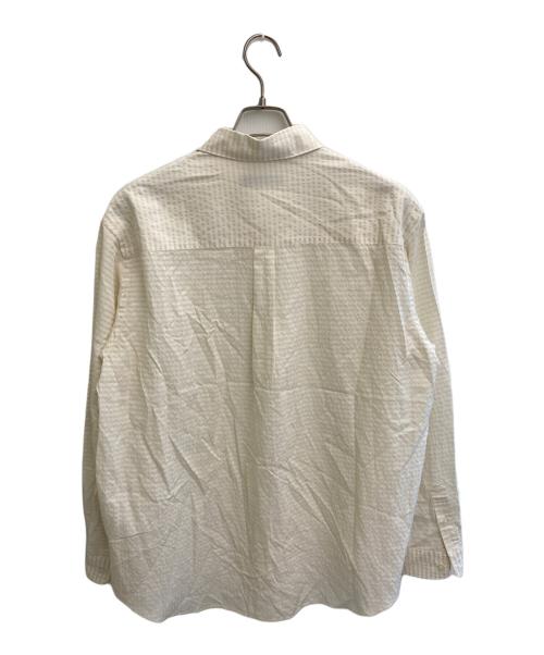 nano・universe（ナノ・ユニバース）nano・universe (ナノ・ユニバース) アセテートシアーギンガムチェックレギュラーカラーシャツ ホワイト×アイボリー サイズ:Ｌの古着・服飾アイテム