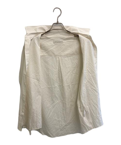 nano・universe（ナノ・ユニバース）nano・universe (ナノ・ユニバース) アセテートシアーギンガムチェックレギュラーカラーシャツ ホワイト×アイボリー サイズ:Ｌの古着・服飾アイテム