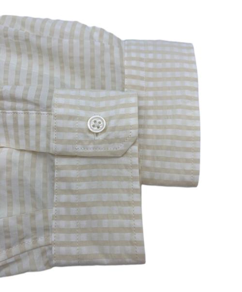 nano・universe（ナノ・ユニバース）nano・universe (ナノ・ユニバース) アセテートシアーギンガムチェックレギュラーカラーシャツ ホワイト×アイボリー サイズ:Ｌの古着・服飾アイテム