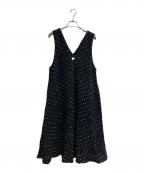 BEARDSLEYビアズリー）の古着「ドットツイードフレアーワンピース」｜ブラック