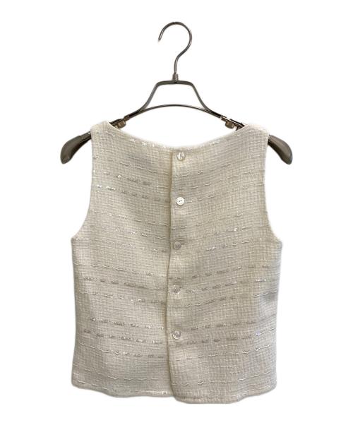 CHANEL（シャネル）CHANEL (シャネル) ノースリーブツイードトップ ホワイト サイズ:34の古着・服飾アイテム