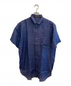 Y's for menワイズフォーメン）の古着「リネンチェックシャツ」｜ブルー