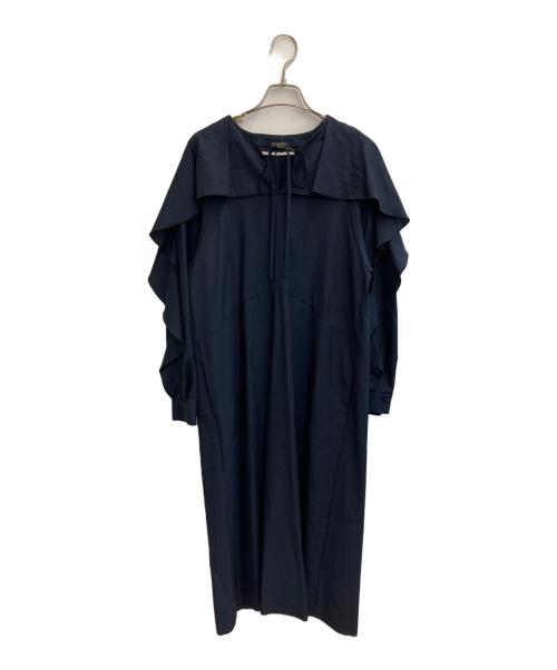 VERMEIL par iena（ヴェルメイユ パー イエナ）VERMEIL par iena (ヴェルメイユ パー イエナ) レーヨンツイル フリルワンピース ネイビー サイズ:freeの古着・服飾アイテム