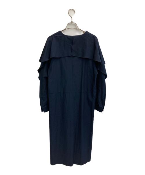 VERMEIL par iena（ヴェルメイユ パー イエナ）VERMEIL par iena (ヴェルメイユ パー イエナ) レーヨンツイル フリルワンピース ネイビー サイズ:freeの古着・服飾アイテム