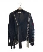 KIDILL×rurumu:キディル×ルルムウ）の古着「DOCKING CRUSH KNIT CARDIGAN」｜ブラック