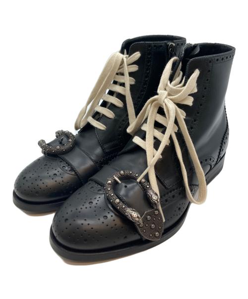 GUCCI（グッチ）GUCCI (グッチ) BEE刺繍ディオニュソスバックルブーツ ブラック サイズ:24.5の古着・服飾アイテム