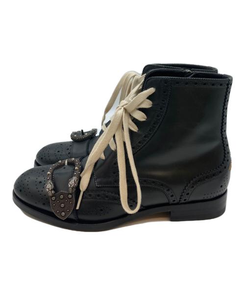 GUCCI（グッチ）GUCCI (グッチ) BEE刺繍ディオニュソスバックルブーツ ブラック サイズ:24.5の古着・服飾アイテム