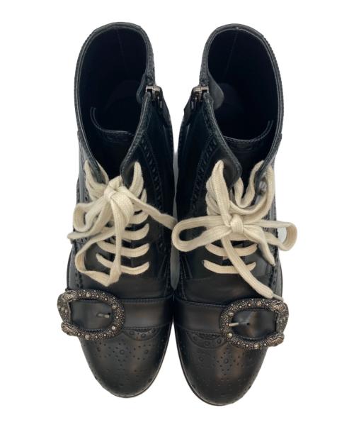 GUCCI（グッチ）GUCCI (グッチ) BEE刺繍ディオニュソスバックルブーツ ブラック サイズ:24.5の古着・服飾アイテム