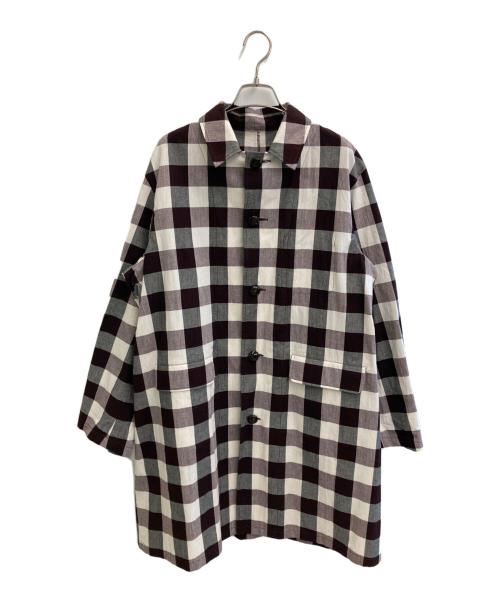 Well（ウェル）Well (ウェル) ブロックチェックステンカラーコート ブラウン×ホワイト サイズ:Mの古着・服飾アイテム