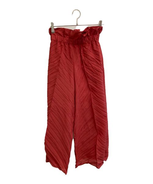 ISSEY MIYAKE（イッセイミヤケ）ISSEY MIYAKE (イッセイミヤケ) シワ加工ワイドパンツ レッド サイズ:2の古着・服飾アイテム