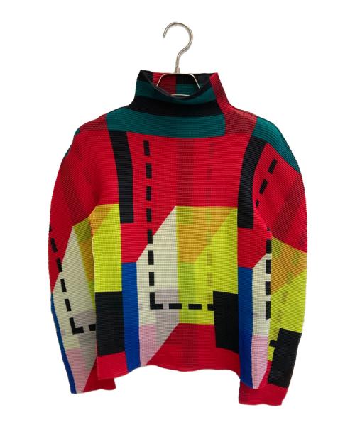 me ISSEY MIYAKE（ミーイッセイ ミヤケ）me ISSEY MIYAKE (ミーイッセイ ミヤケ) ハイネックプリーツカットソー マルチカラー サイズ:-の古着・服飾アイテム