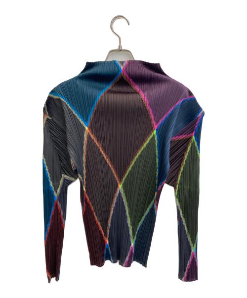 PLEATS PLEASE（プリーツプリーズ）PLEATS PLEASE (プリーツプリーズ) ダイヤ柄プリーツカットソー グリーン サイズ:3の古着・服飾アイテム