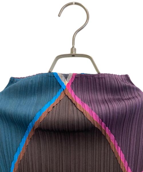 PLEATS PLEASE（プリーツプリーズ）PLEATS PLEASE (プリーツプリーズ) ダイヤ柄プリーツカットソー グリーン サイズ:3の古着・服飾アイテム