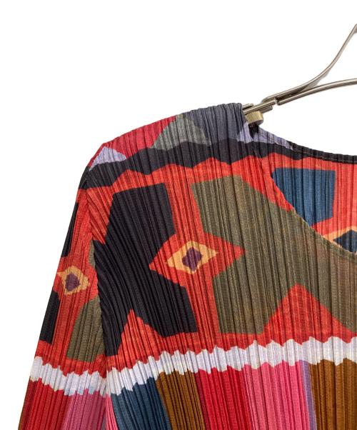 PLEATS PLEASE（プリーツプリーズ）PLEATS PLEASE (プリーツプリーズ) ジオメトリックプリーツカットソー マルチカラー サイズ:3の古着・服飾アイテム