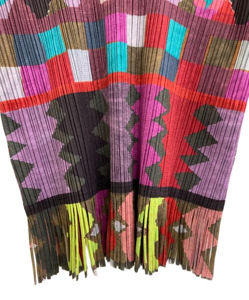 PLEATS PLEASE（プリーツプリーズ）PLEATS PLEASE (プリーツプリーズ) ジオメトリックプリーツカットソー マルチカラー サイズ:3の古着・服飾アイテム