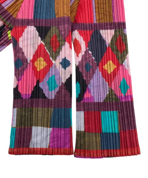 PLEATS PLEASE（プリーツプリーズ）PLEATS PLEASE (プリーツプリーズ) ジオメトリックプリーツカットソー マルチカラー サイズ:3の古着・服飾アイテム