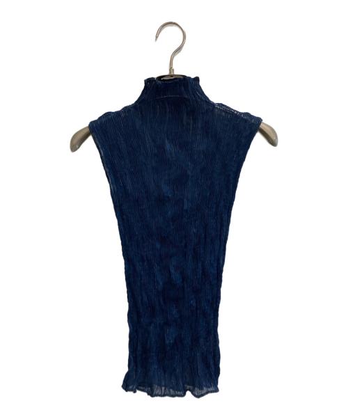 ISSEY MIYAKE（イッセイミヤケ）ISSEY MIYAKE (イッセイミヤケ) シフォンプリーツノースリーブカットソー ネイビー サイズ:2の古着・服飾アイテム