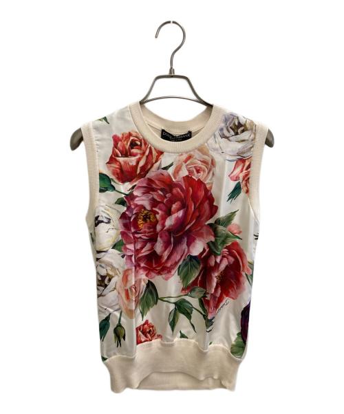 DOLCE & GABBANA（ドルチェ＆ガッバーナ）DOLCE & GABBANA (ドルチェ＆ガッバーナ) 切替ノースリーブニット ホワイト サイズ:36 未使用品の古着・服飾アイテム
