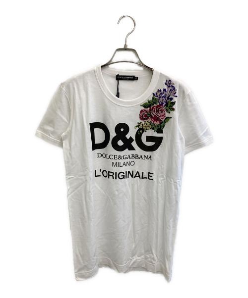 DOLCE & GABBANA（ドルチェ＆ガッバーナ）DOLCE & GABBANA (ドルチェ＆ガッバーナ) フローラル刺繍Tシャツ ホワイト サイズ:36の古着・服飾アイテム