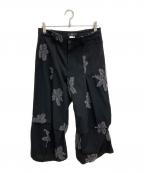 Y'sワイズ）の古着「フラワーニードルウールパンツ」｜ブラック