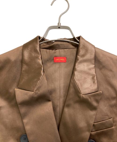 DES PRES（デ プレ）DES PRES (デ プレ) レザーライクサテン ダブルブレストジレ ブラウン サイズ:36の古着・服飾アイテム