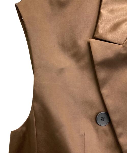 DES PRES（デ プレ）DES PRES (デ プレ) レザーライクサテン ダブルブレストジレ ブラウン サイズ:36の古着・服飾アイテム