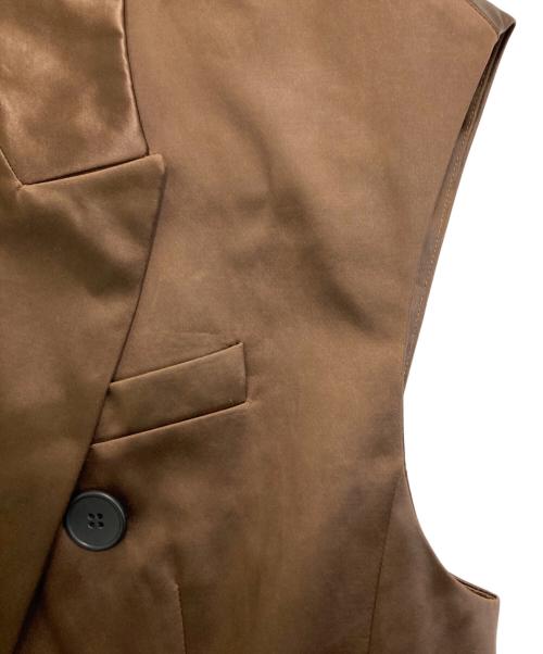 DES PRES（デ プレ）DES PRES (デ プレ) レザーライクサテン ダブルブレストジレ ブラウン サイズ:36の古着・服飾アイテム