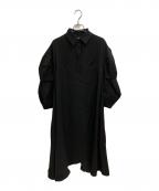 ENFOLDエンフォルド）の古着「PEツイル フレア シャツドレス」｜ブラック