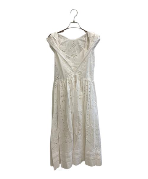 RED VALENTINO（レッドヴァレンティノ）RED VALENTINO (レッドヴァレンティノ) SANGALLO EMBROIDERED COTTON VOILE DRESS ホワイト サイズ:Mの古着・服飾アイテム