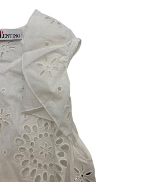 RED VALENTINO（レッドヴァレンティノ）RED VALENTINO (レッドヴァレンティノ) SANGALLO EMBROIDERED COTTON VOILE DRESS ホワイト サイズ:Mの古着・服飾アイテム