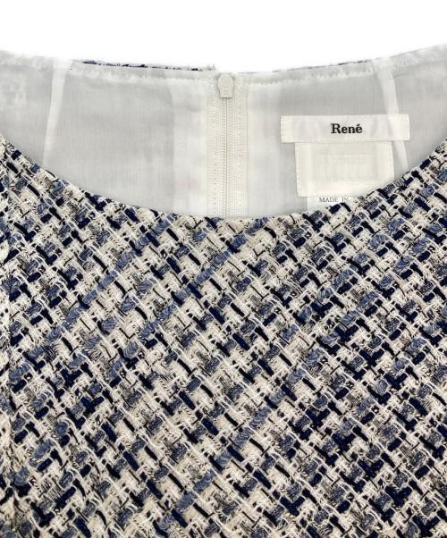 Rene（ルネ）Rene (ルネ) TISSUE ノースリーブワンピース ホワイト×ブルー サイズ:36の古着・服飾アイテム