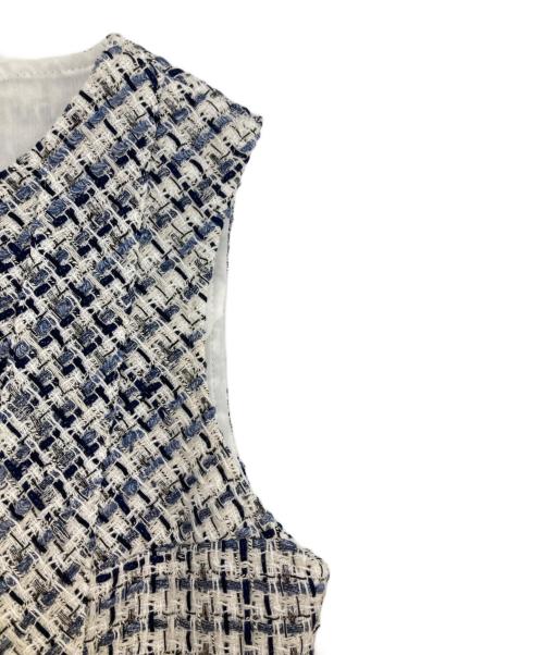 Rene（ルネ）Rene (ルネ) TISSUE ノースリーブワンピース ホワイト×ブルー サイズ:36の古着・服飾アイテム