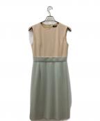 FOXEYフォクシー）の古着「バイカラーノースリーブワンピース」｜ベージュ×ブルー