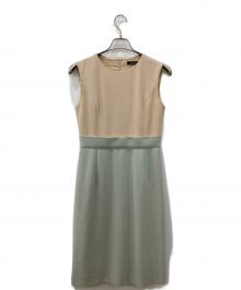 FOXEY（フォクシー）の古着「バイカラーノースリーブワンピース」｜ベージュ×ブルー