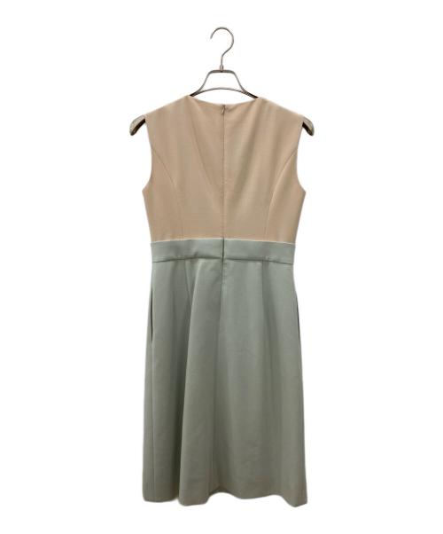FOXEY（フォクシー）FOXEY (フォクシー) バイカラーノースリーブワンピース ベージュ×ブルー サイズ:SIZE 40の古着・服飾アイテム